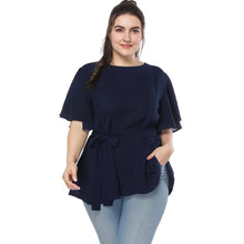 Bluza de dama, din sifon, cu maneca despicata, cu curea in talie