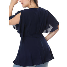 Bluza de dama, din sifon, cu maneca despicata, cu curea in talie