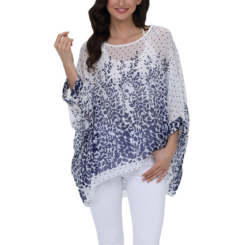 Bluze de dama, de vara, topuri ample, cu croiala gen pelerina, din sifon imprimat