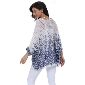 Bluze de dama, de vara, topuri ample, cu croiala gen pelerina, din sifon imprimat