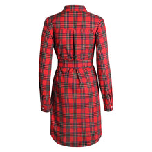 Rochie tip camasa, cu maneca lunga, model neregulat, in carouri