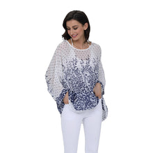 Bluze de dama, de vara, topuri ample, cu croiala gen pelerina, din sifon imprimat