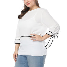 Bluza usoara de femei, din chiffon, cu guler rotund, casual