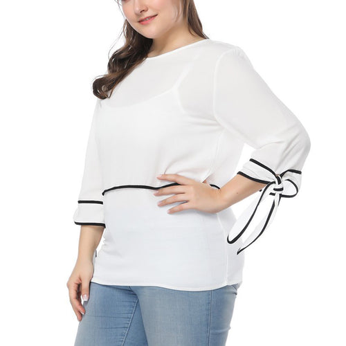 Bluza usoara de femei, din chiffon, cu guler rotund, casual