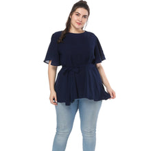 Bluza de dama, din sifon, cu maneca despicata, cu curea in talie