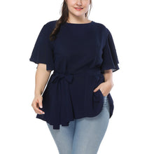 Bluza de dama, din sifon, cu maneca despicata, cu curea in talie