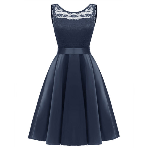 Rochie de cocktail, de ocazie, moderna, plisata, fara maneci, cu dantela florala